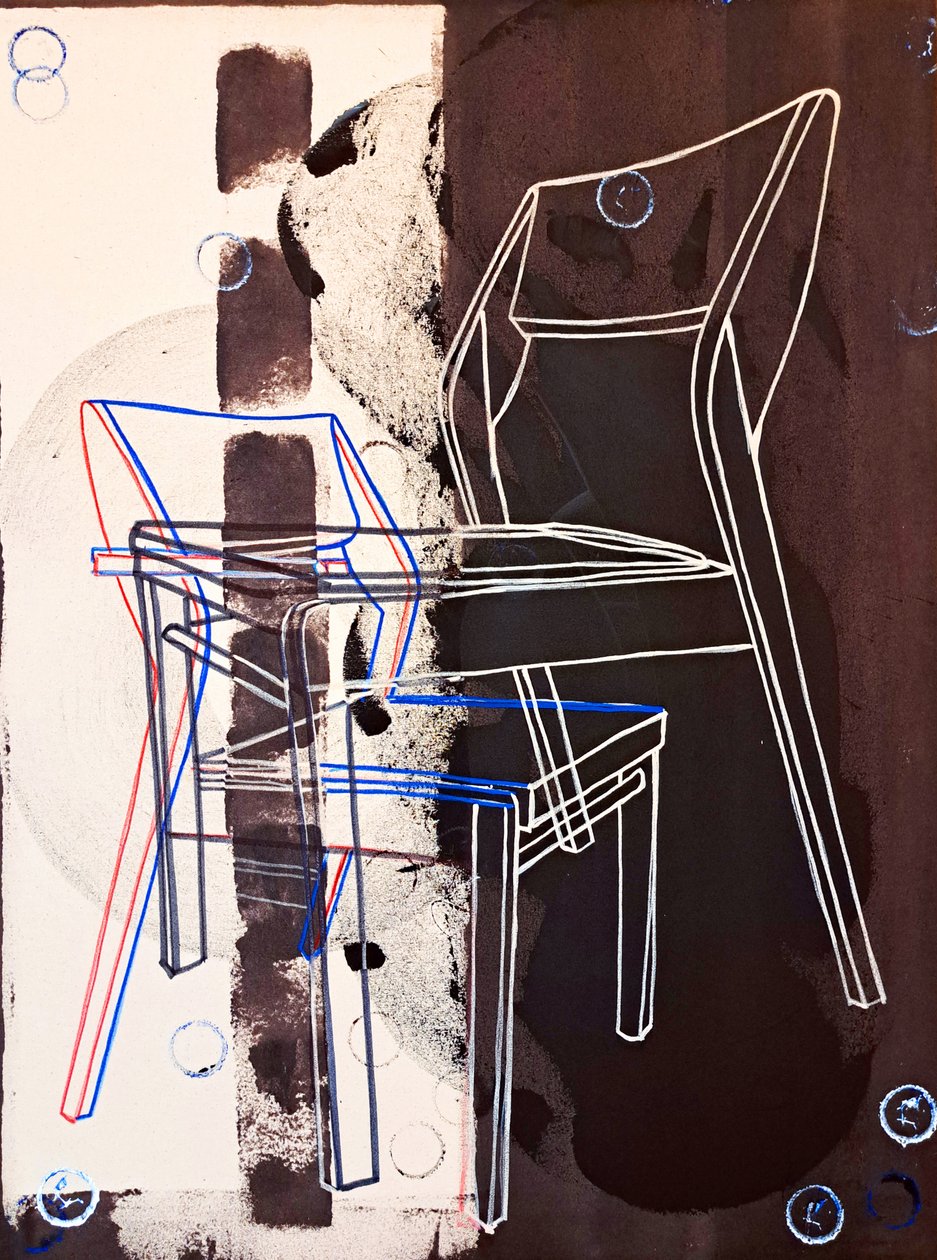 Chaise prototype, David Gourin mukaan, 2023 (öljy ja akryyli sekoitetulle kankaalle) tekijältä Benoit Erwann Boucherot