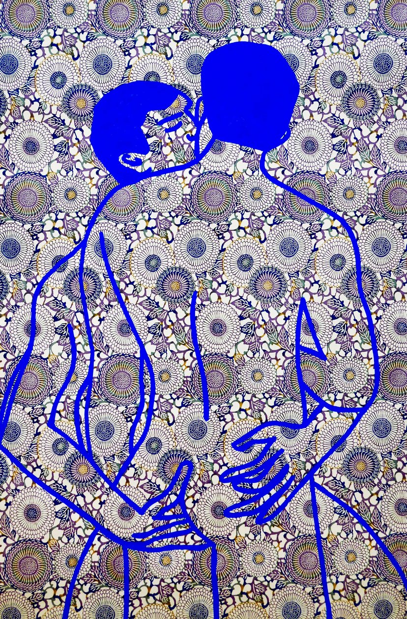 Masculin japonais 11, 2020 (akryyli seulapainetulle japanilaiselle paperille) tekijältä Benoit Erwann Boucherot