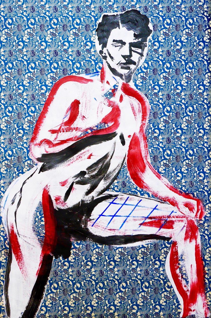 Masculin japonais 2, 2020 (akryyli seulapainetulle japanilaiselle paperille) tekijältä Benoit Erwann Boucherot