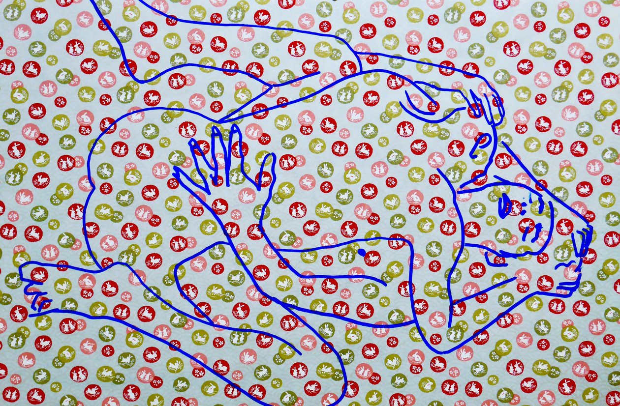 Masculin japonais 9, 2020 (akryyli seulapainetulle japanilaiselle paperille) tekijältä Benoit Erwann Boucherot