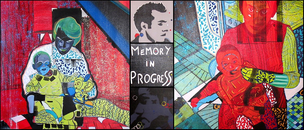 Memory in progress, 2001 (öljyä ja akryyliä 5 vierekkäiselle kankaalle). tekijältä Benoit Erwann Boucherot