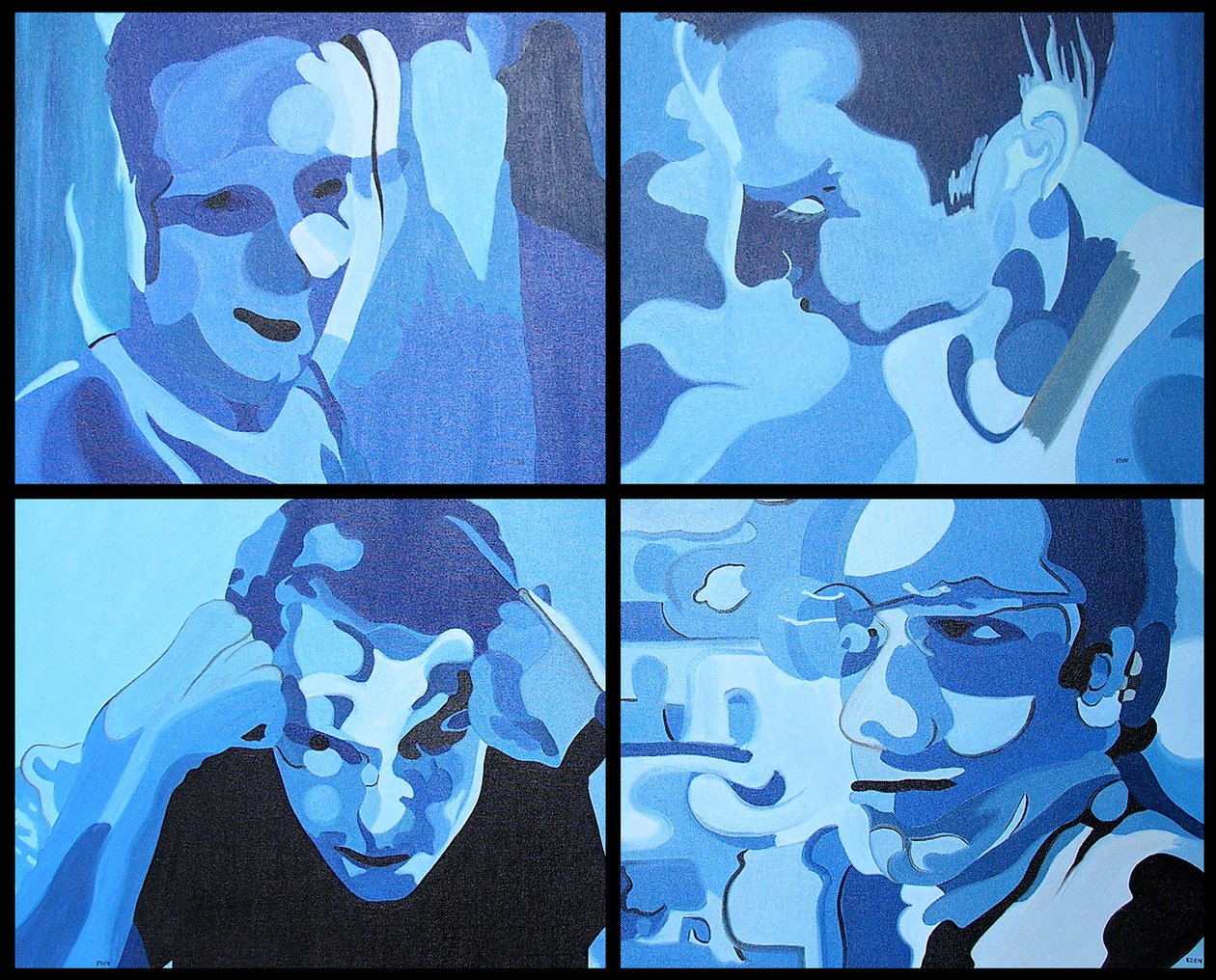 Tehtävä Marsiin, 2003 (öljyä 4 vierekkäisellä kankaalla) tekijältä Benoit Erwann Boucherot