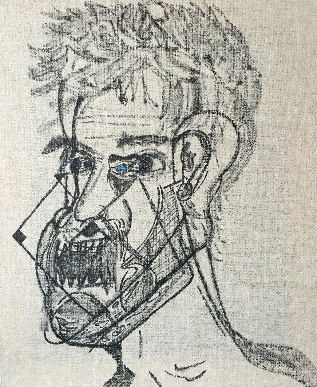Surautoportrait main levée, 2017 (öljy kankaalle) tekijältä Benoit Erwann Boucherot