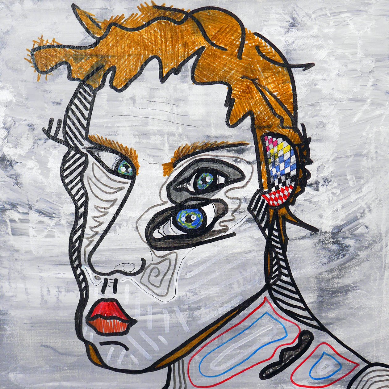 Surautoportrait sacrifié, 2014 (akryyli kankaalle) tekijältä Benoit Erwann Boucherot