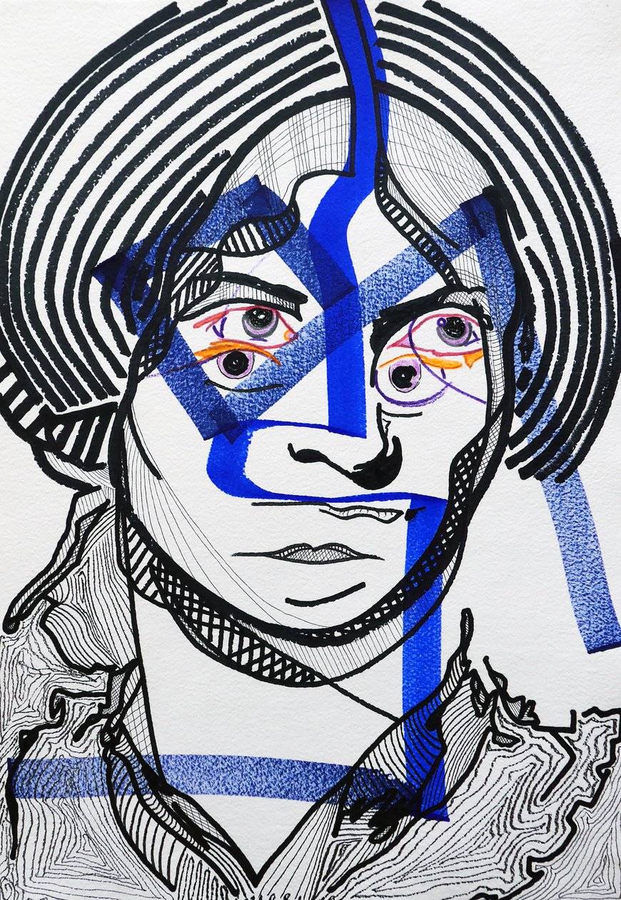 Surportrait : Charlotte Brontë, 2019 (akryyli paperille) tekijältä Benoit Erwann Boucherot