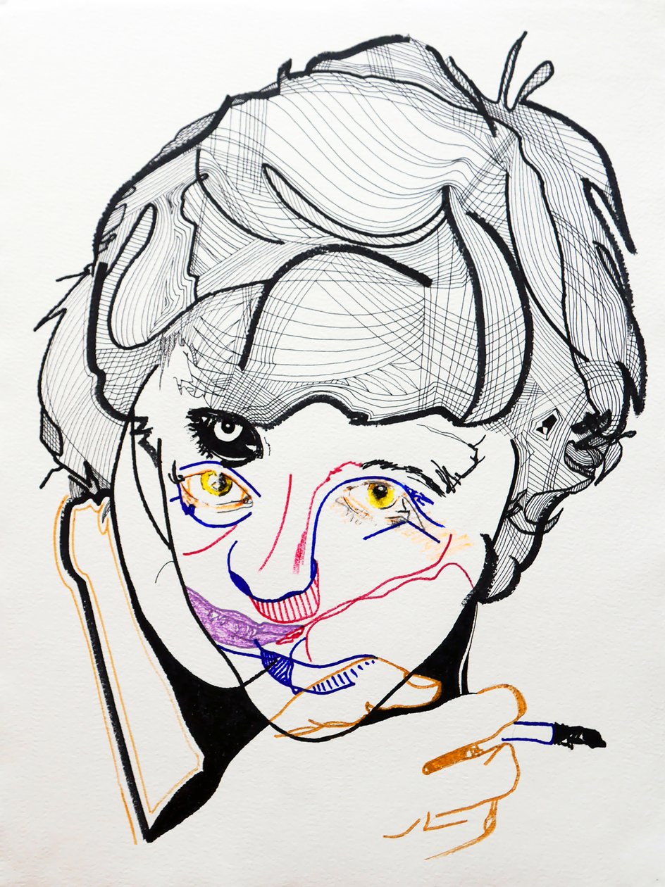 Surportrait : Françoise Sagan 2, 2019 (akryyli paperille) tekijältä Benoit Erwann Boucherot
