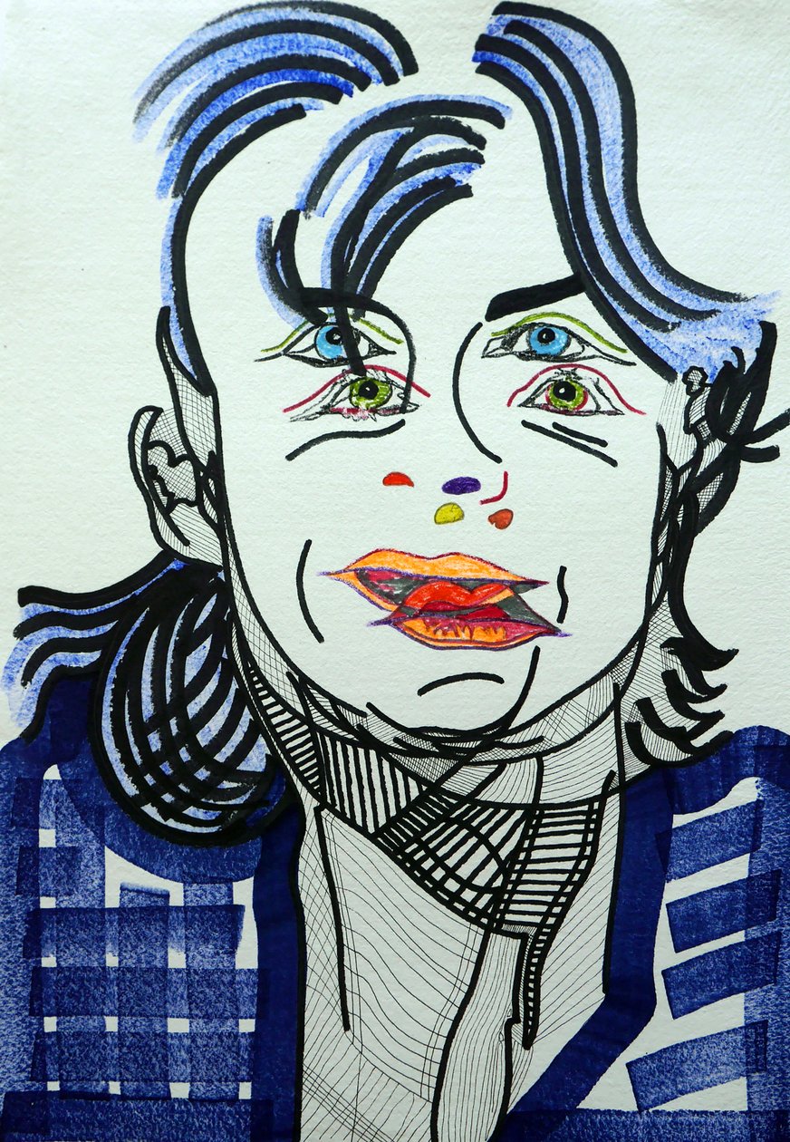 Surportrait : Fred Vargas, 2019 (akryyli paperille) tekijältä Benoit Erwann Boucherot