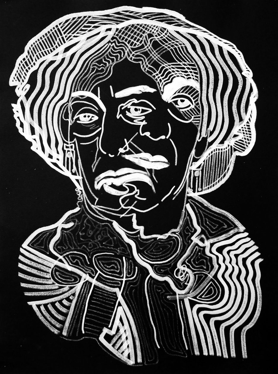 Surportrait : George Sand, 2019 (akryyli paperille) tekijältä Benoit Erwann Boucherot