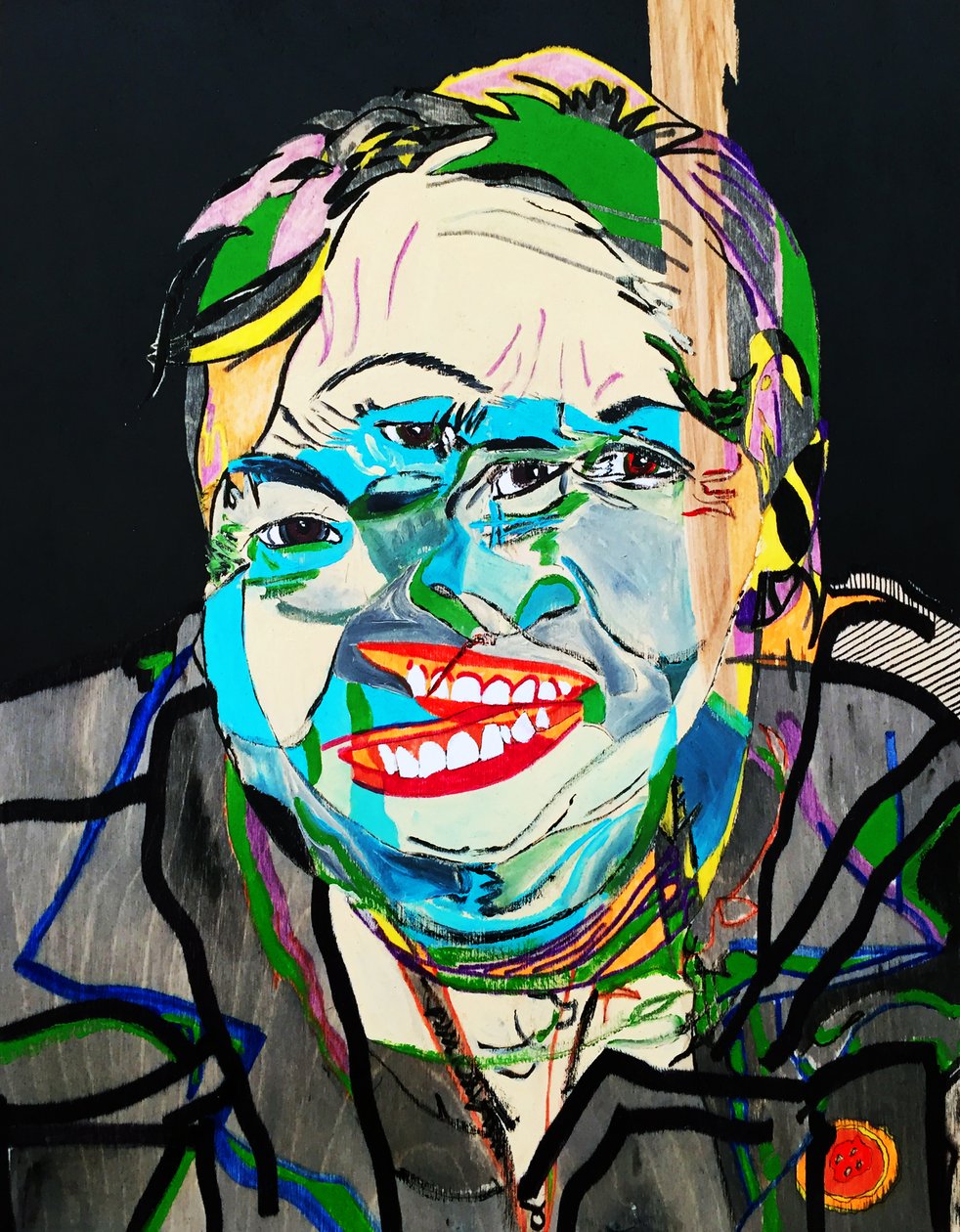 Surportrait : Joséphine Bacon 2, 2021 (öljy ja akryyli puupaneelille) tekijältä Benoit Erwann Boucherot