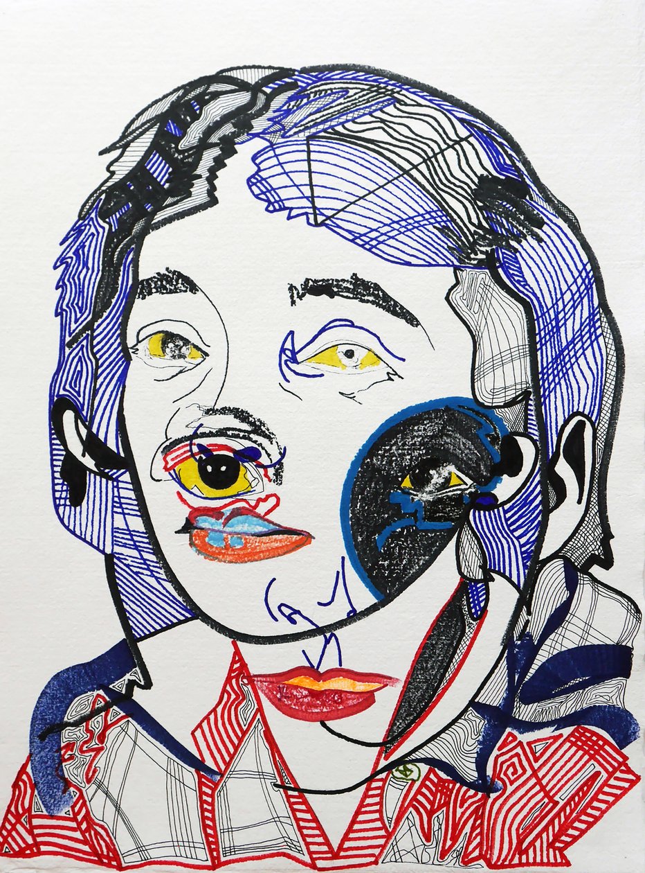 Surportrait : Marguerite Duras 2, 2021 (akryyli paperille). tekijältä Benoit Erwann Boucherot