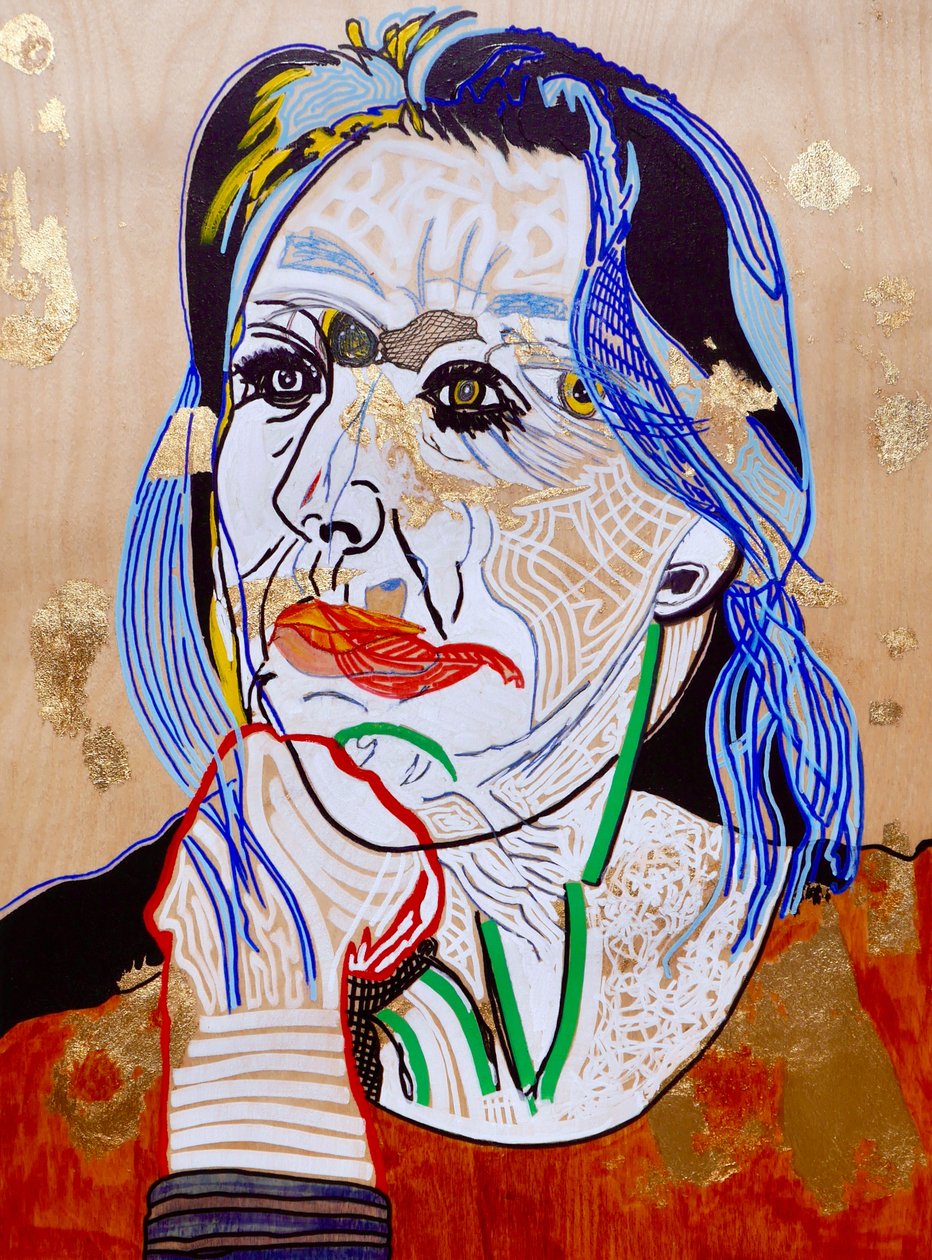 Surportrait : Marie Darrieussecq, 2021 (öljy ja akryyli puupaneelille) tekijältä Benoit Erwann Boucherot