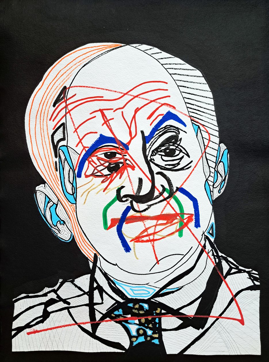 Surportrait : Oscar Niemeyer, 2022 (akryyli paperille) tekijältä Benoit Erwann Boucherot