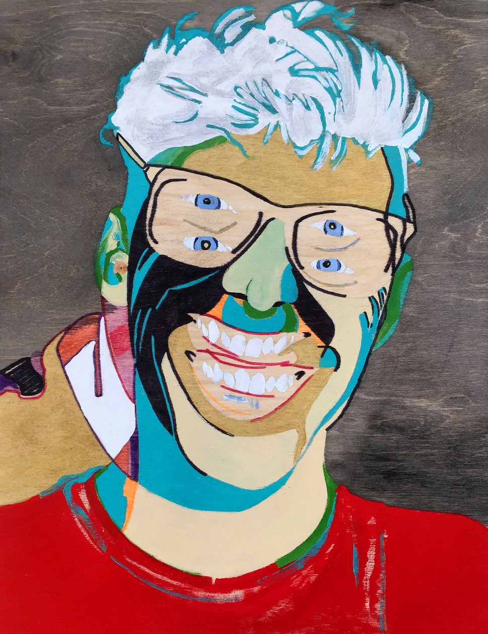 Surportrait : Simon Boulerice, 2021 (öljy ja akryyli puupaneelille) tekijältä Benoit Erwann Boucherot