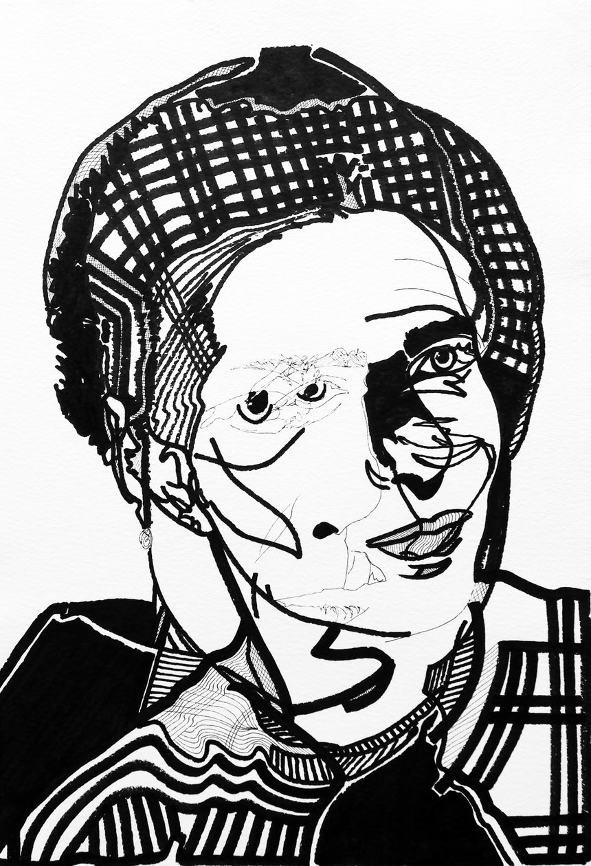 Surportrait: Simone de Beauvoir, 2019 (akryyli paperille) tekijältä Benoit Erwann Boucherot