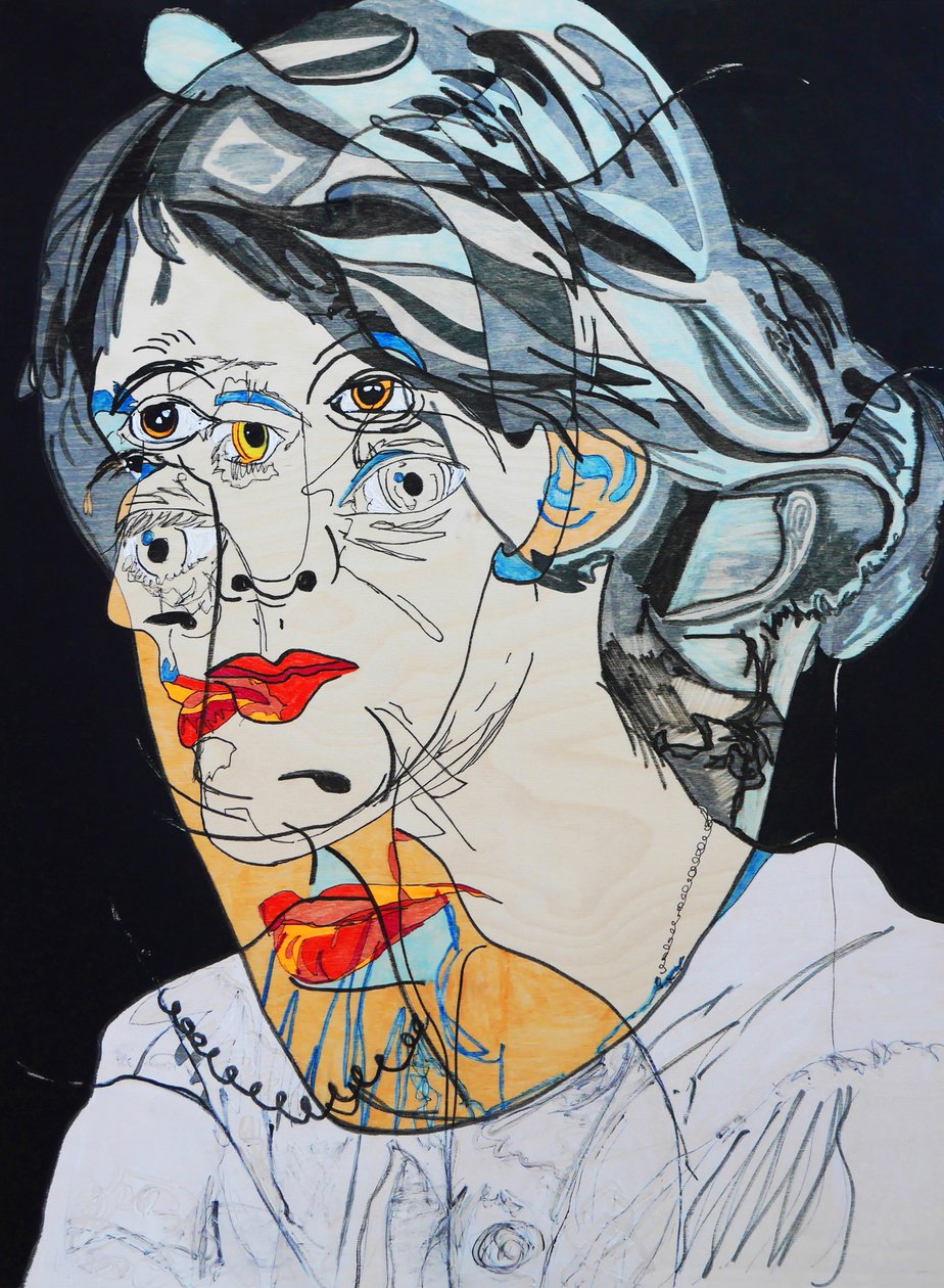 Surportrait : Virginia Woolf, 2021 (öljy ja akryyli puupaneelille). tekijältä Benoit Erwann Boucherot