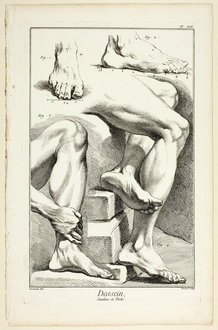Suunnittelu: Encyclopédie: Legs and Feet, alkaen Encyclopédie tekijältä Benoit Louis Prevost