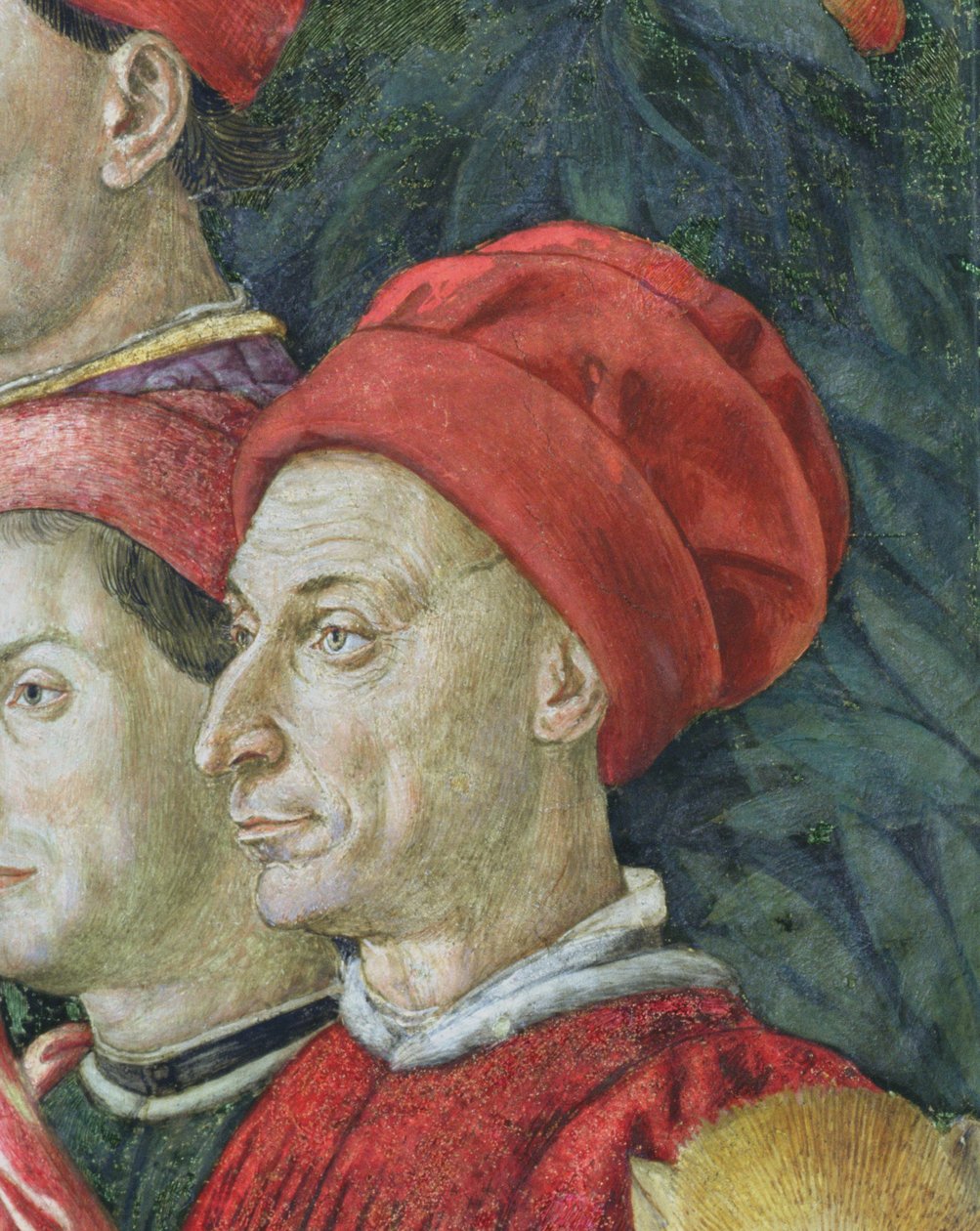 Kasvot kulkueessa, yksityiskohta Journey of the Magi -syklistä kappelissa, n. 1460 freskon yksityiskohta 70603:sta tekijältä Benozzo di Lese di Sandro Gozzoli