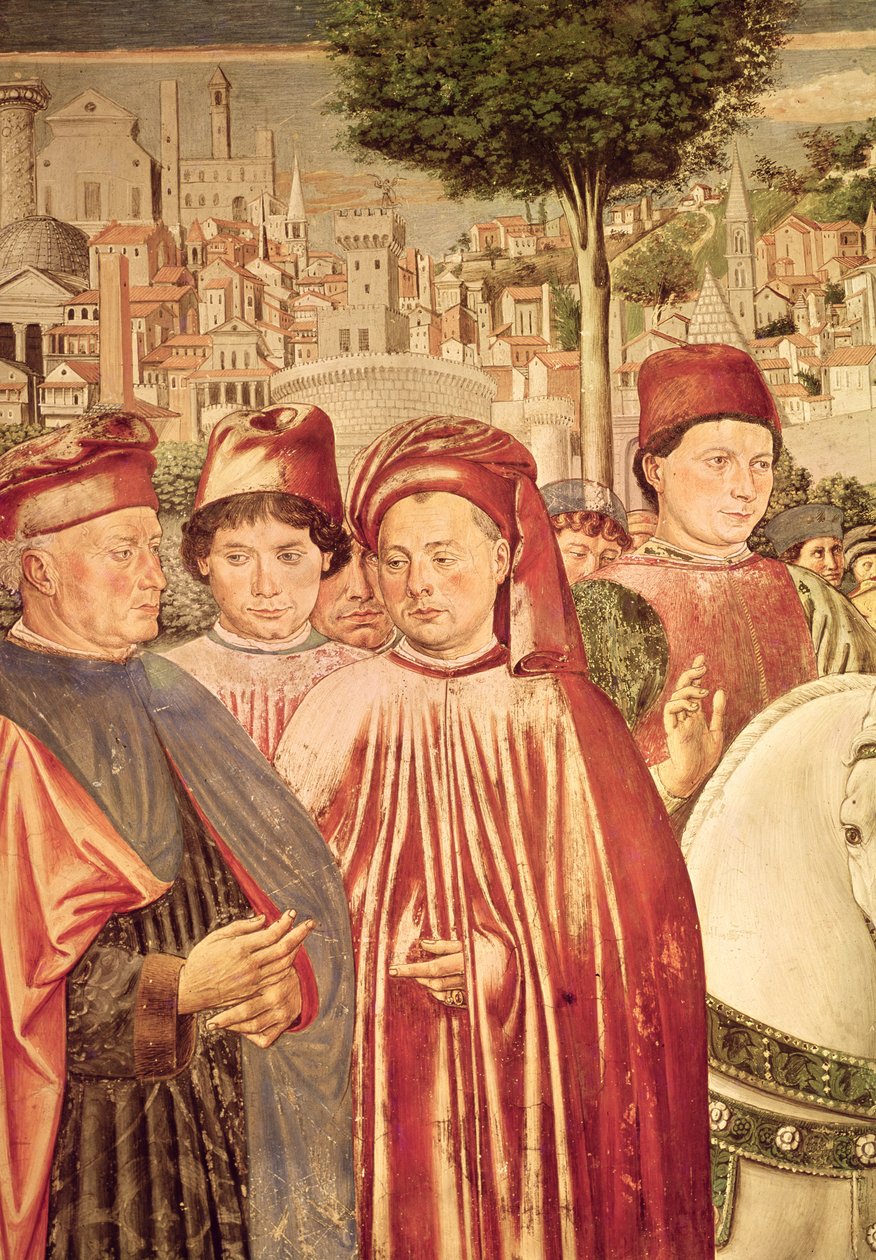 St. Augustine lähdössä Milanoon, Pyhän Augustinuksen elämänsyklistä, 1464-65 (yksityiskohta) tekijältä Benozzo di Lese di Sandro Gozzoli
