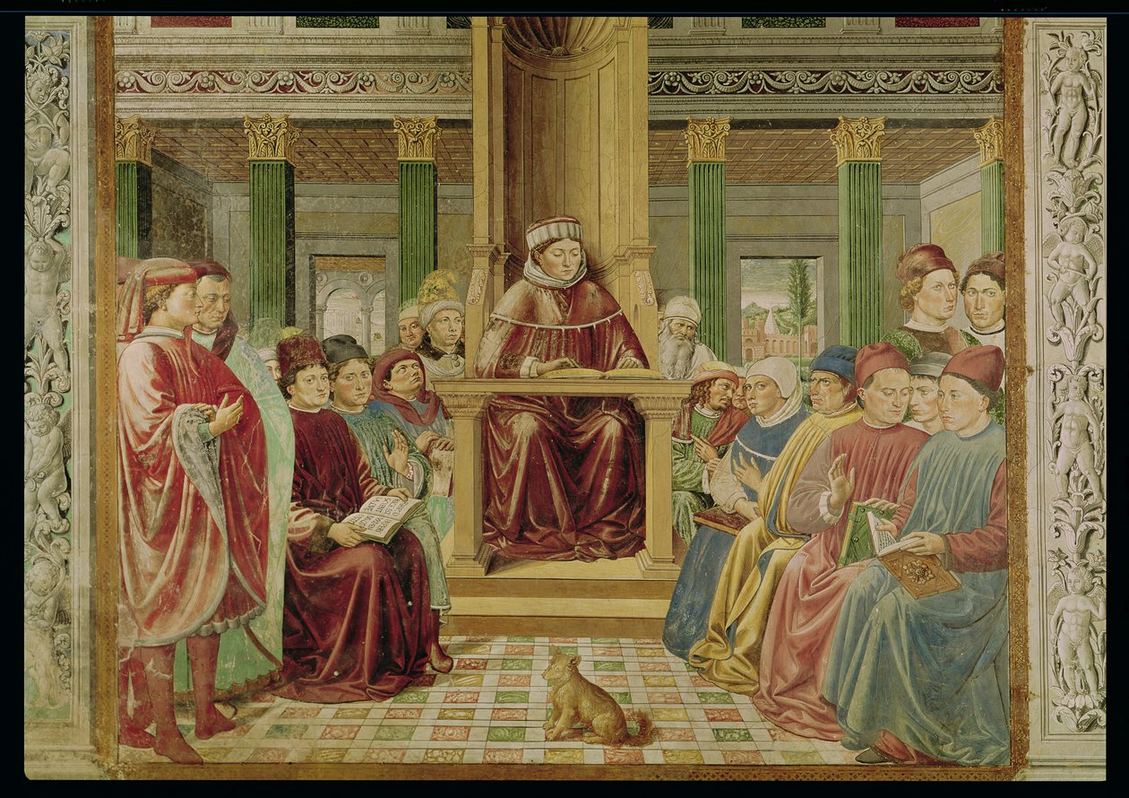 Pyhä Augustinus lukee retoriikkaa ja filosofiaa Rooman koulussa, 1464-65 tekijältä Benozzo di Lese di Sandro Gozzoli