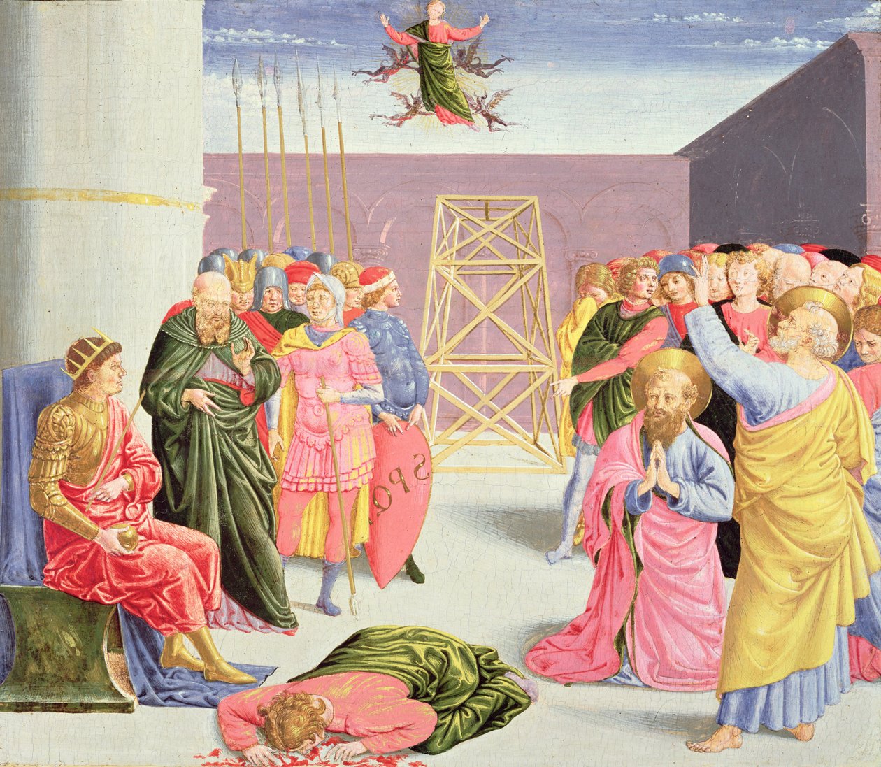 Pyhä Pietari ja Simon Magus, 1400-luku (tempura puulle). tekijältä Benozzo di Lese di Sandro Gozzoli