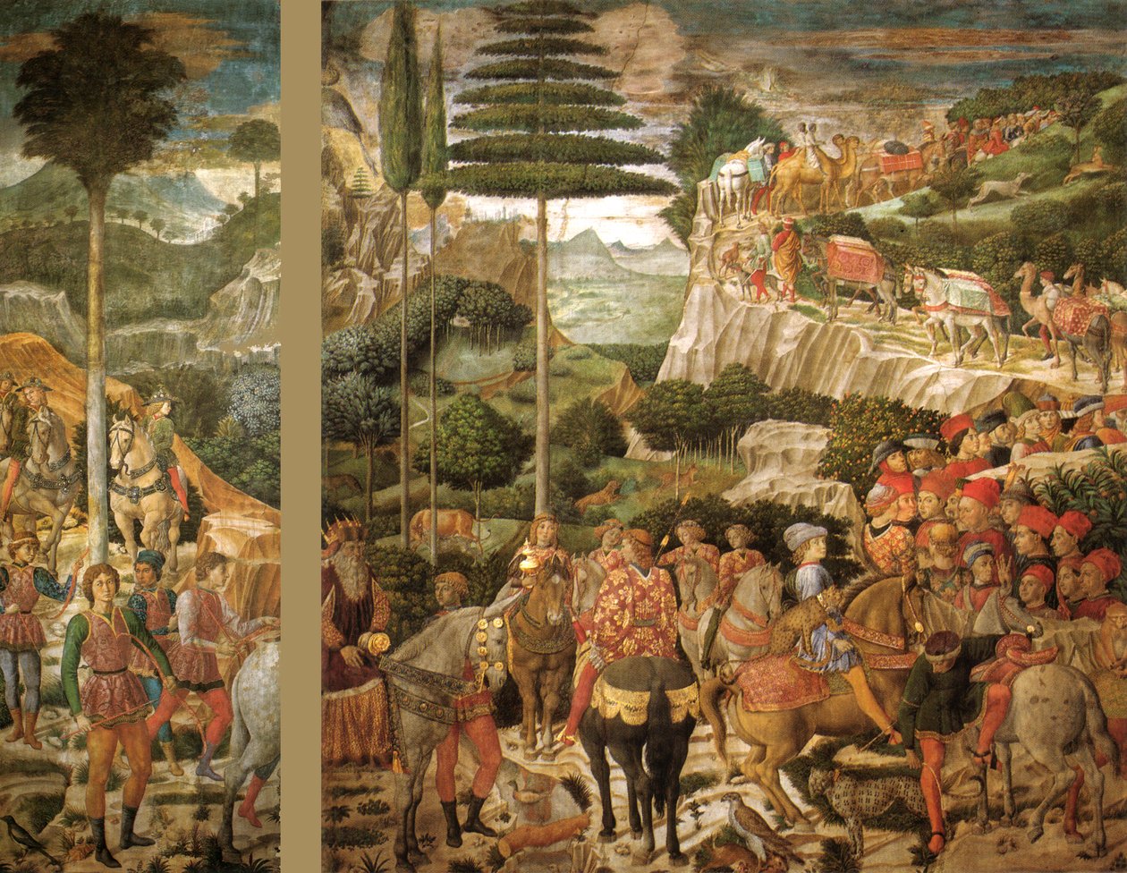 Italian kieli: Maagien matka: Melkiorin vanhimman kuninkaan kulkue tekijältä Benozzo Gozzoli