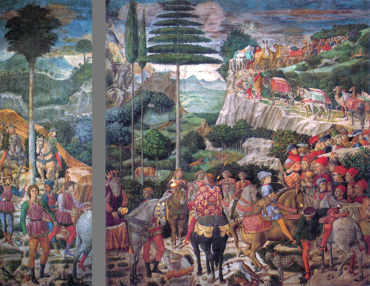 Italian kieli: Maagien matka: Melkiorin vanhimman kuninkaan kulkue tekijältä Benozzo Gozzoli