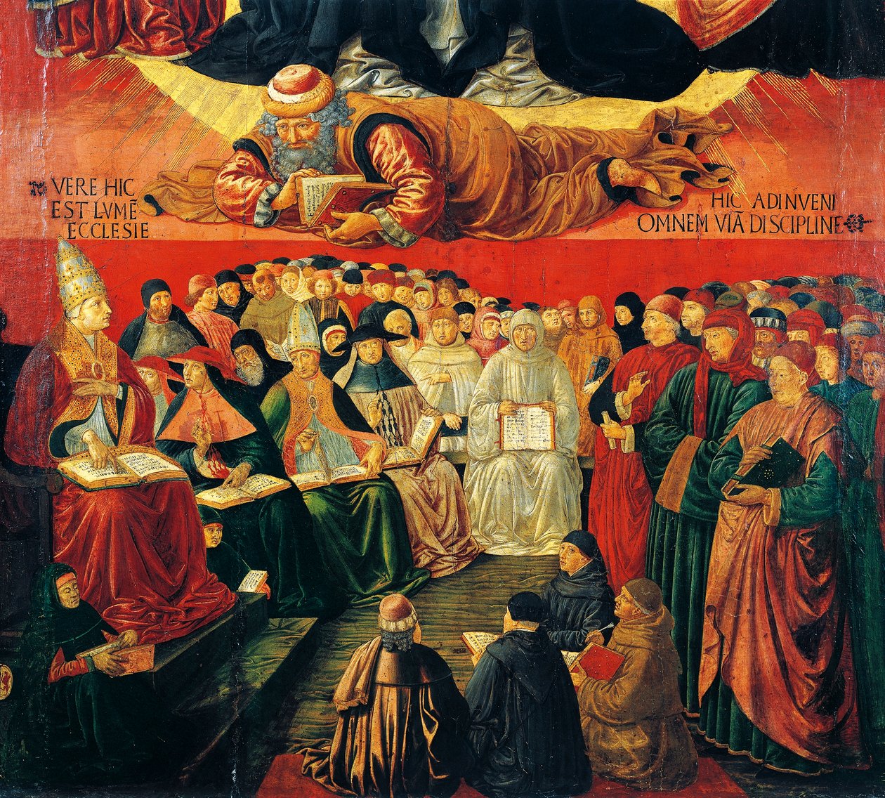 Arabifilosofi Averroes, yksityiskohta Pyhän Tuomas Akvinolaisen voitosta tekijältä Benozzo di Lese di Sandro Gozzoli