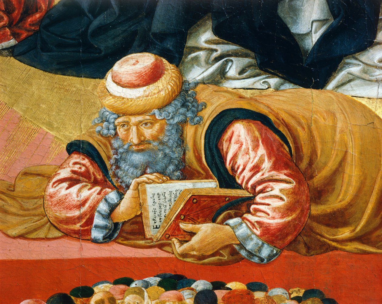 Arabifilosofi Averroes, yksityiskohta Pyhän Tuomas Akvinolaisen voitosta tekijältä Benozzo di Lese di Sandro Gozzoli