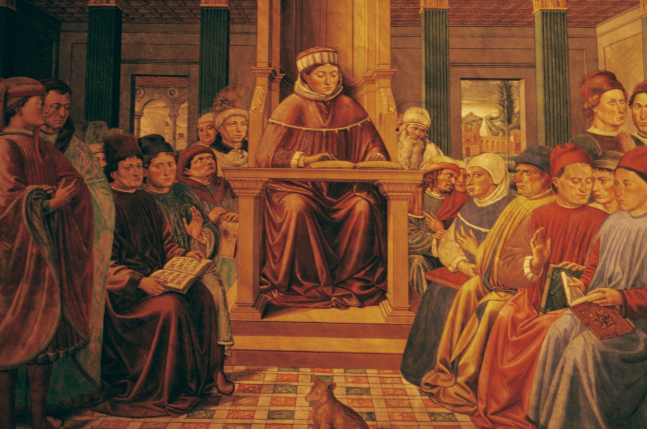 Augustinus opettaa retoriikkaa Roomassa tekijältä Benozzo di Lese di Sandro Gozzoli