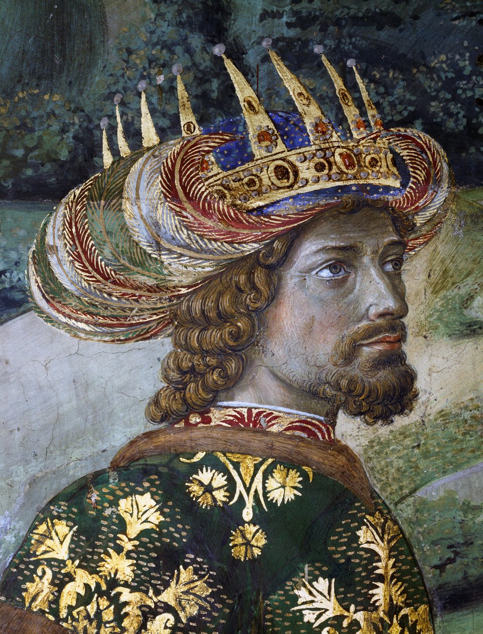 Balthazar, väitetty muotokuva Johannes VIII Palaiologosista, yksityiskohta Magi-kulkueesta tekijältä Benozzo di Lese di Sandro Gozzoli