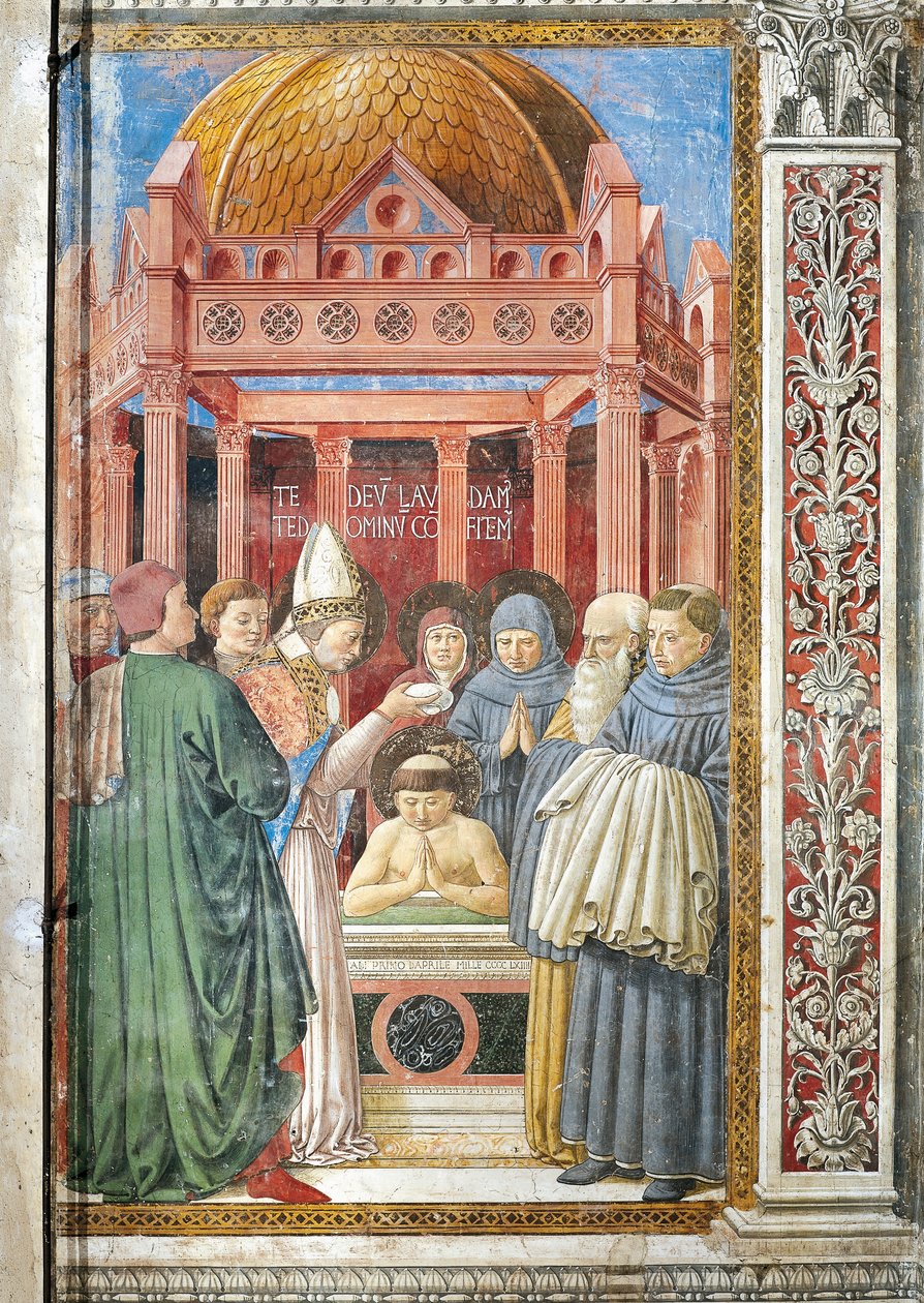 Pyhän Augustinuksen kaste, yksityiskohta Stories of St. Augustinuksesta tekijältä Benozzo di Lese di Sandro Gozzoli