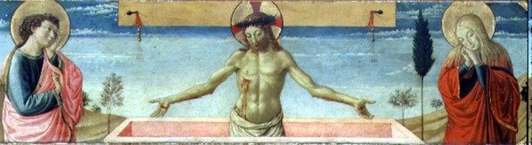 Kristus noussut haudasta (paneeli) (78957:n yksityiskohta) tekijältä Benozzo di Lese di Sandro Gozzoli