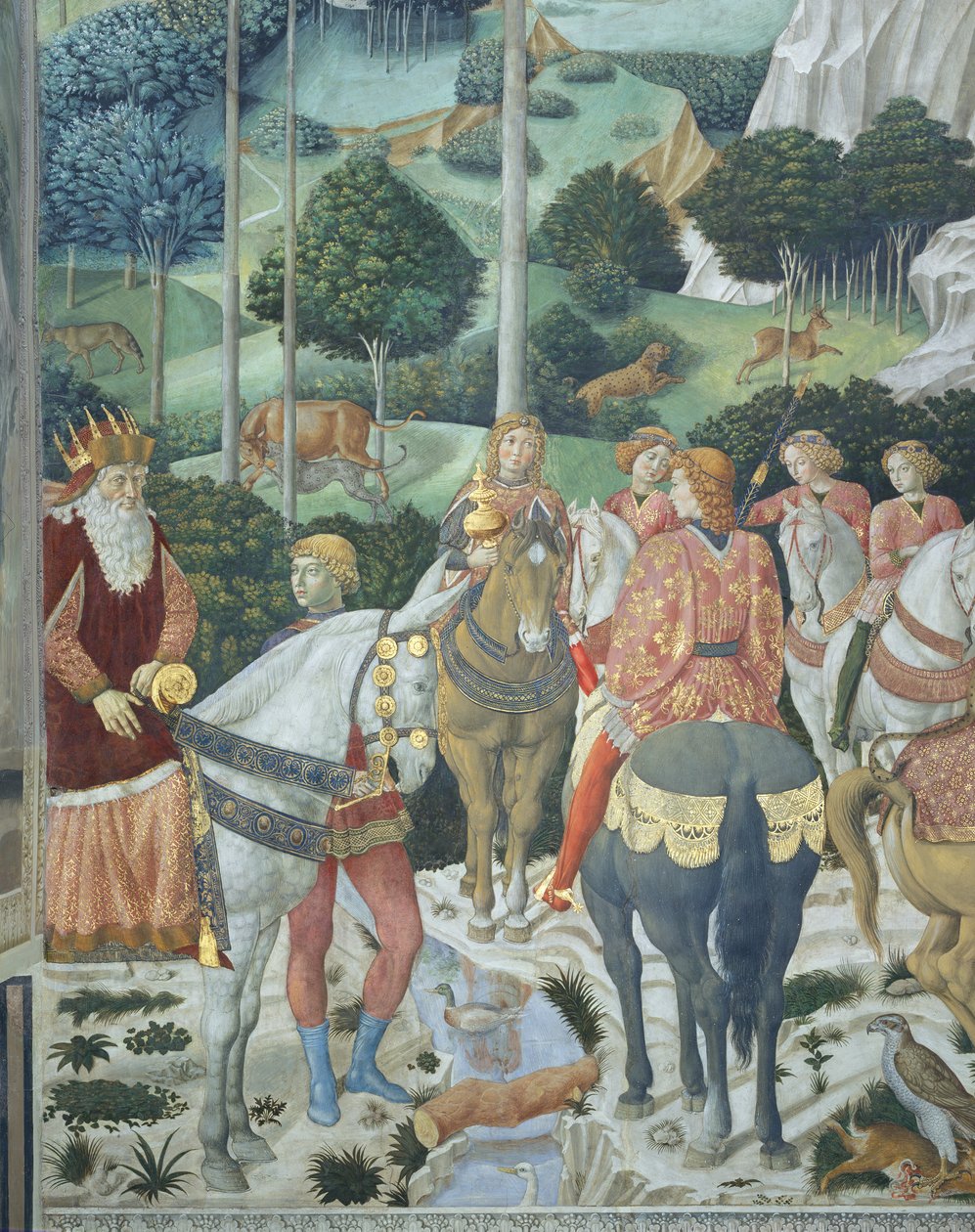 Konstantinopolin patriarkka Giuseppe yhtenä kolmesta kuninkaasta, yksityiskohta kappelissa olevasta Magien matka -jaksosta, noin 1460 (fresko). tekijältä Benozzo di Lese di Sandro Gozzoli