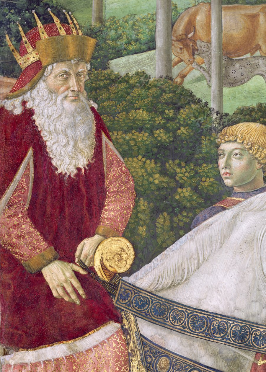 Konstantinopolin patriarkka Giuseppe yhtenä kolmesta kuninkaasta, yksityiskohta kappelissa olevasta Magien matka -jaksosta, n. 1460, fresko 70601:n yksityiskohta tekijältä Benozzo di Lese di Sandro Gozzoli