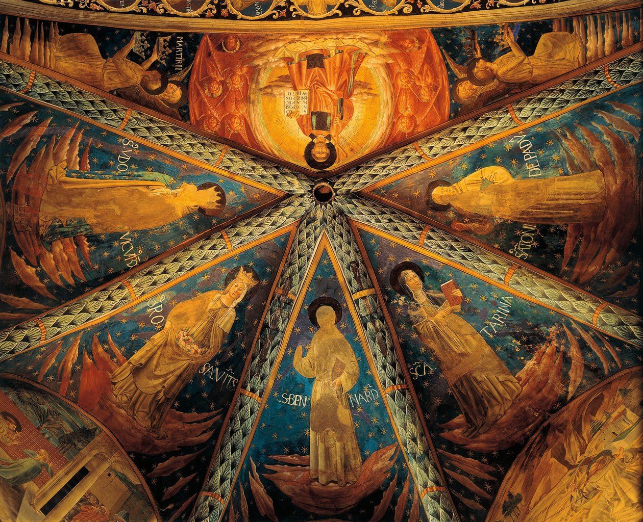 Italia, Montefalco, Pyhän Franciscuksen kirkon Apse-holvi Maalattu pyhimyksillä tekijältä Benozzo di Lese di Sandro Gozzoli