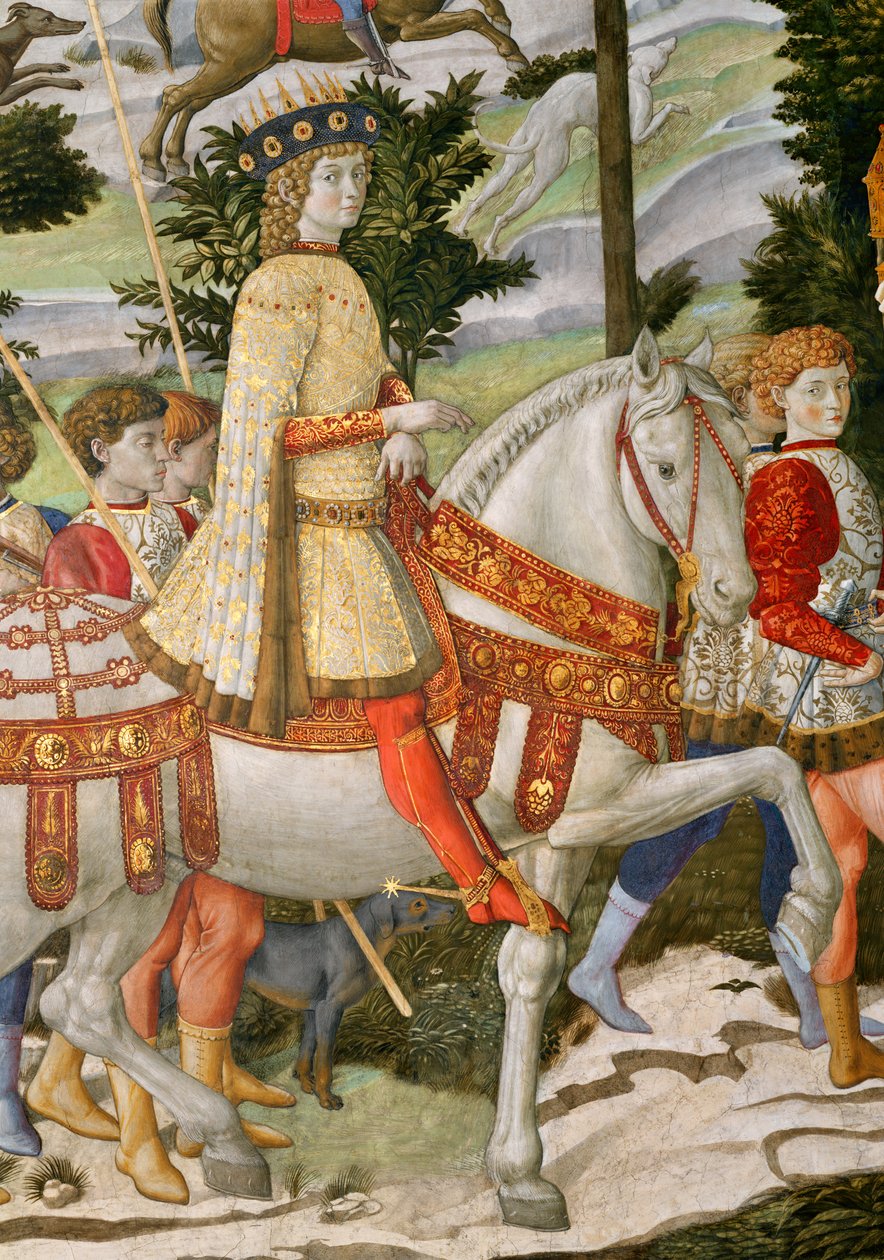 Lorenzo de Medici, Mahtava 1449-92, yhtenä kolmesta kuninkaasta, yksityiskohta kappelin maagisten matkasta, n.1460, fresko 70619, yksityiskohta 70619 tekijältä Benozzo di Lese di Sandro Gozzoli