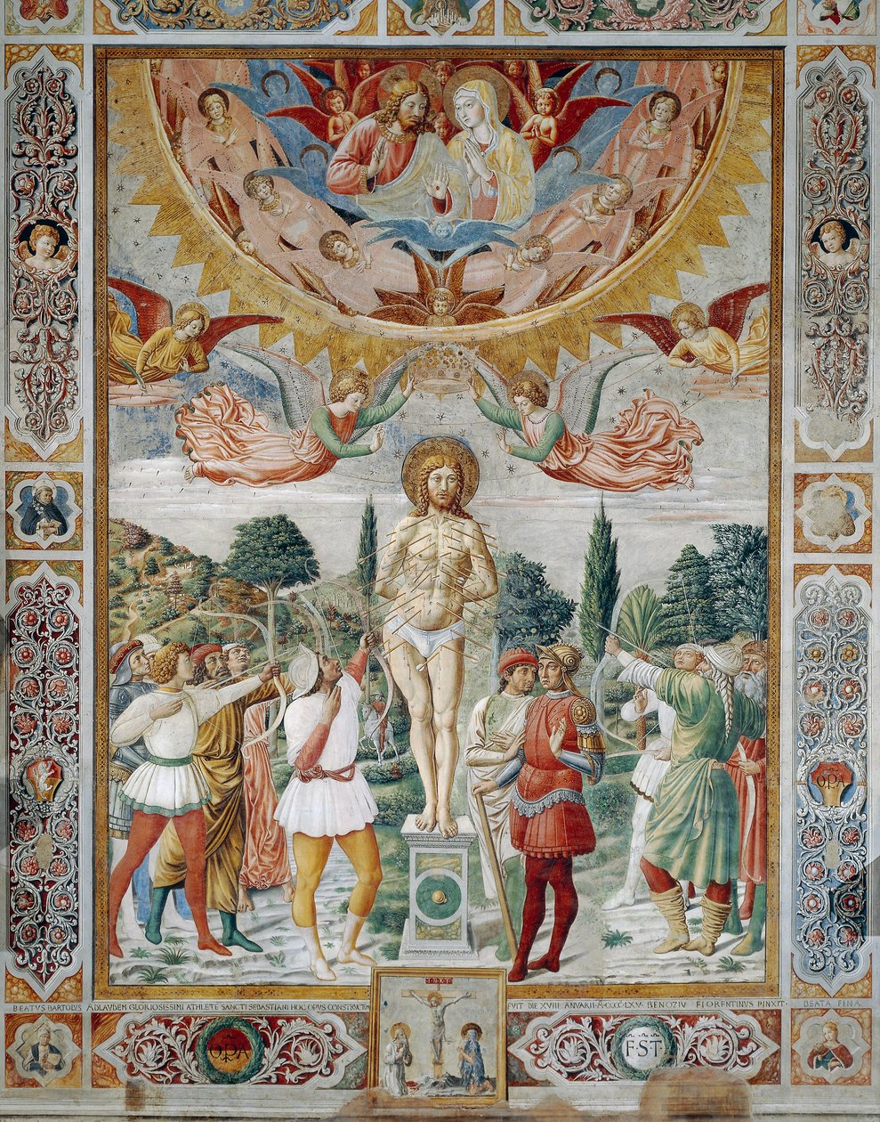 Pyhän Sebastianin marttyyrikuolema tekijältä Benozzo di Lese di Sandro Gozzoli