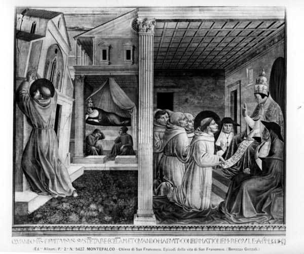 Paavi Innocentus III hyväksyy säännön (fresko) (s/w-kuva) (s/w-kuva) tekijältä Benozzo di Lese di Sandro Gozzoli