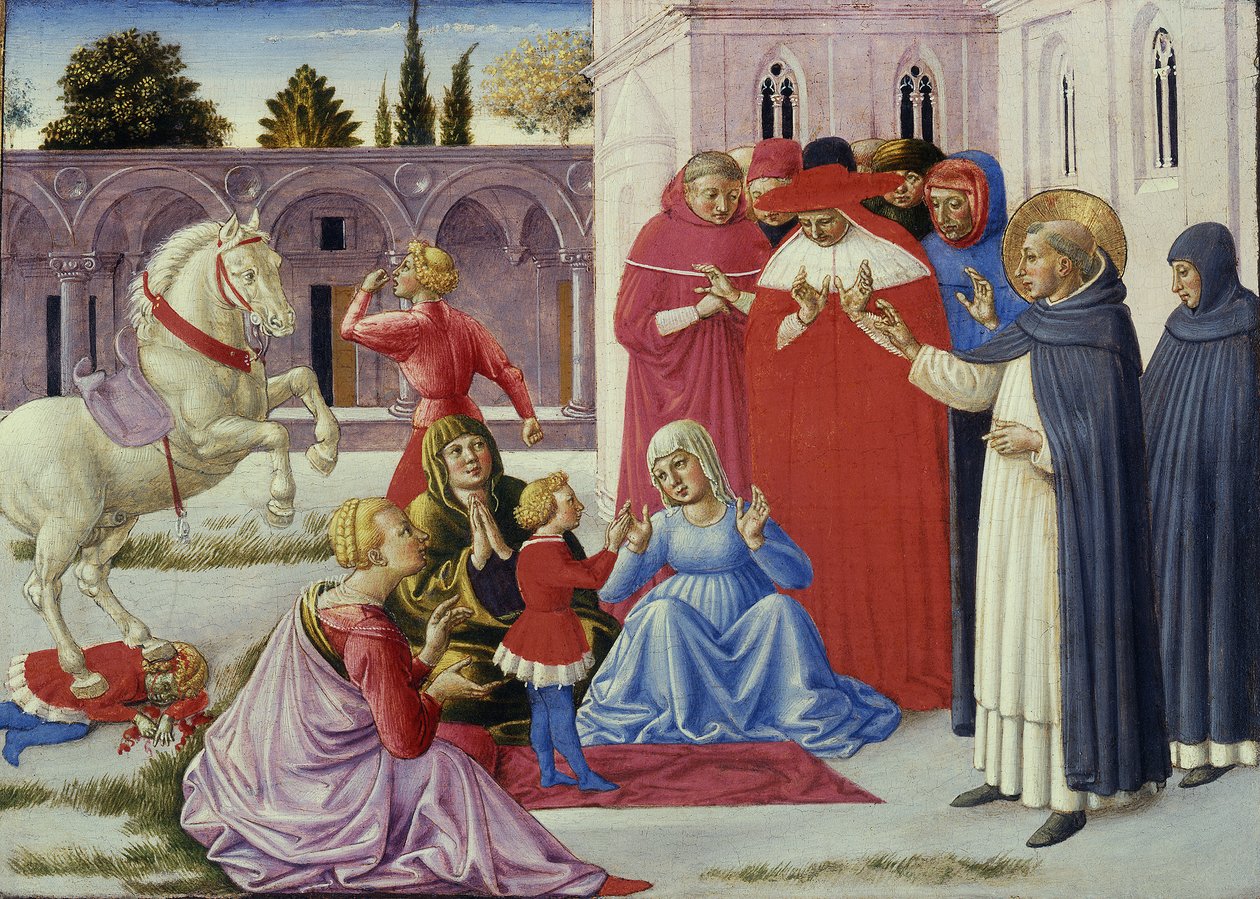 Pyhä Dominic herättää henkiin Napoleon Orsinin, 1461-62 tekijältä Benozzo di Lese di Sandro Gozzoli