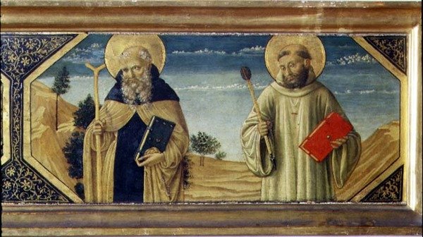 St. Anthony Abbot ja St. Benedict (paneeli) (78957:n yksityiskohta) tekijältä Benozzo di Lese di Sandro Gozzoli