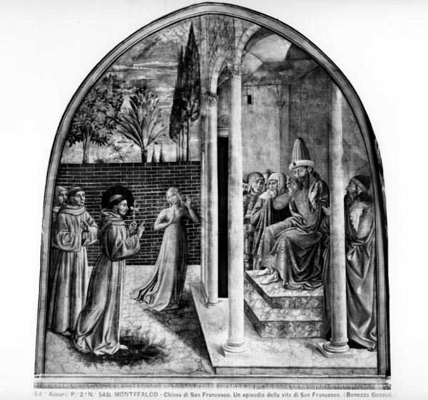 St. Francis Before the Sultan (fresko) (m/w kuva) tekijältä Benozzo di Lese di Sandro Gozzoli