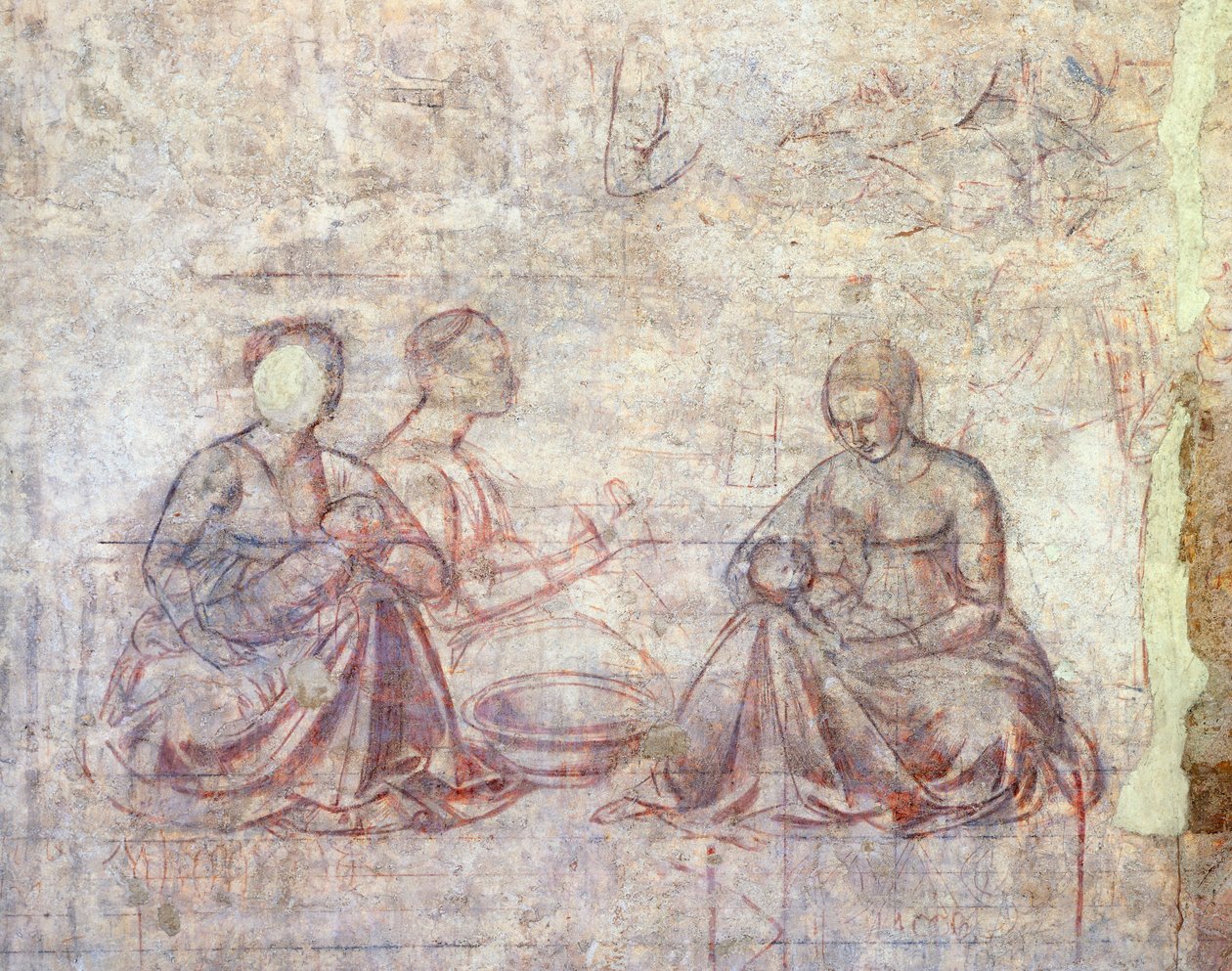 Tarinoita Jaakobista ja Esausta, kirjoittanut Benozzo Gozzoli (1421-1497), synopia (alipiirustus), Yksityiskohta tekijältä Benozzo di Lese di Sandro Gozzoli