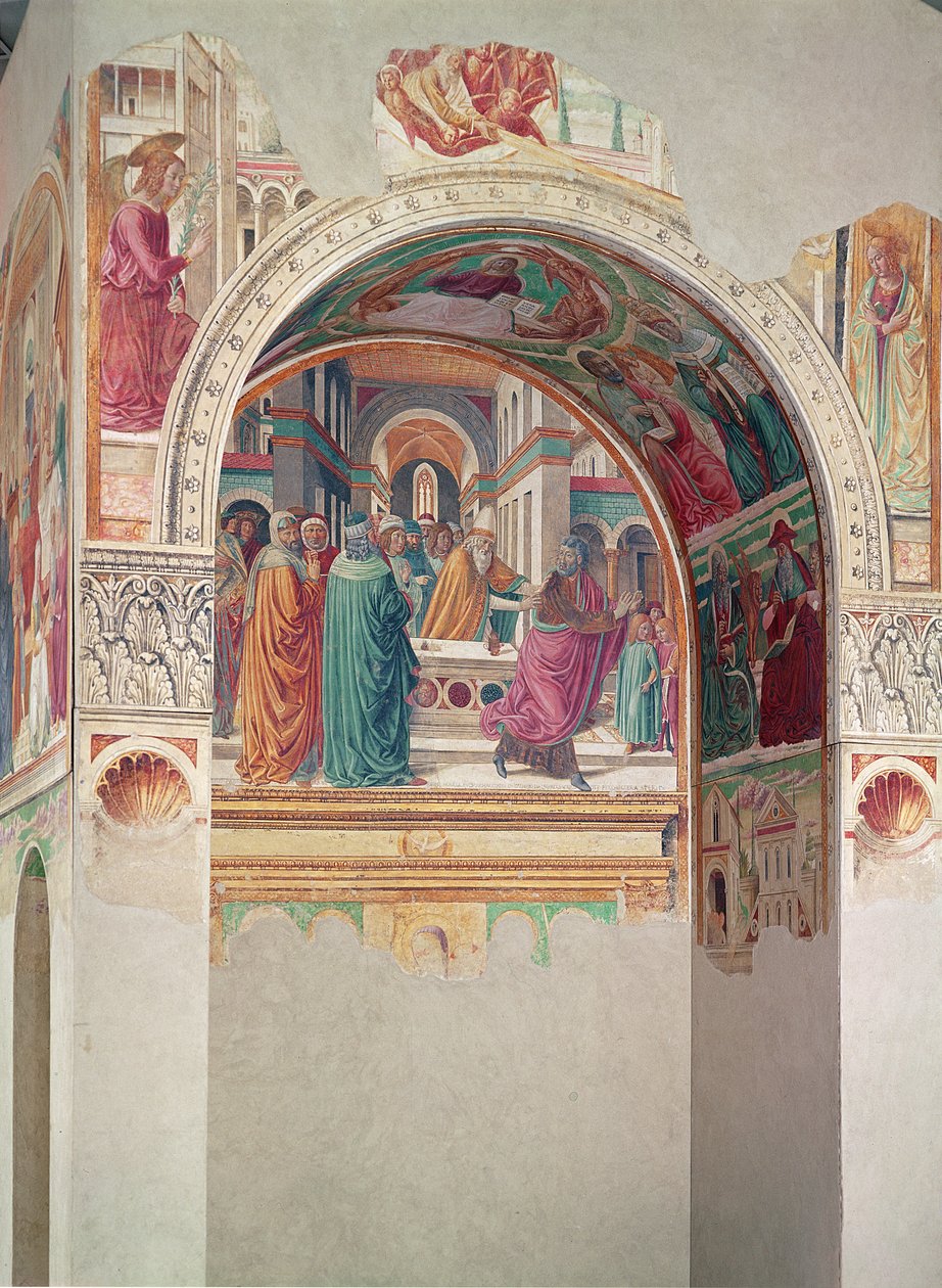 Vierailutabernaakkeli: Joakimin karkottaminen temppelistä, 1491 tekijältä Benozzo di Lese di Sandro Gozzoli