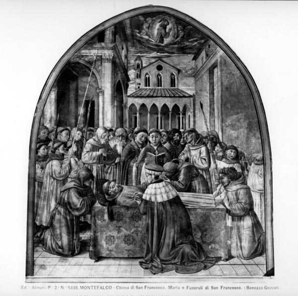 Pyhän Franciscuksen hautausriitit (fresko) (m/v kuva) tekijältä Benozzo di Lese di Sandro Gozzoli