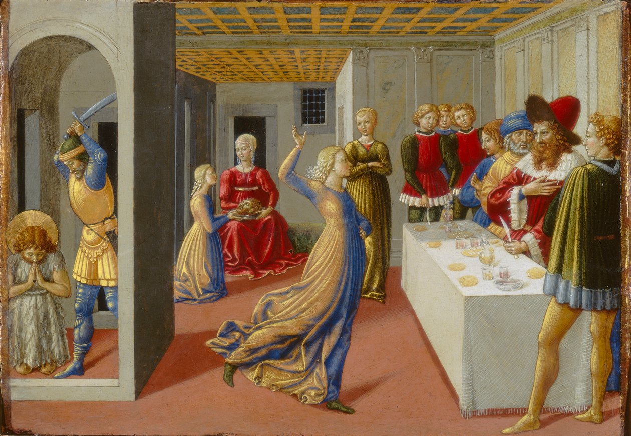 Herodeksen juhla ja Pyhän Johannes Kastajan pään mestaus, 1461-62 (tempera taulussa) tekijältä Benozzo di Lese di Sandro Gozzoli