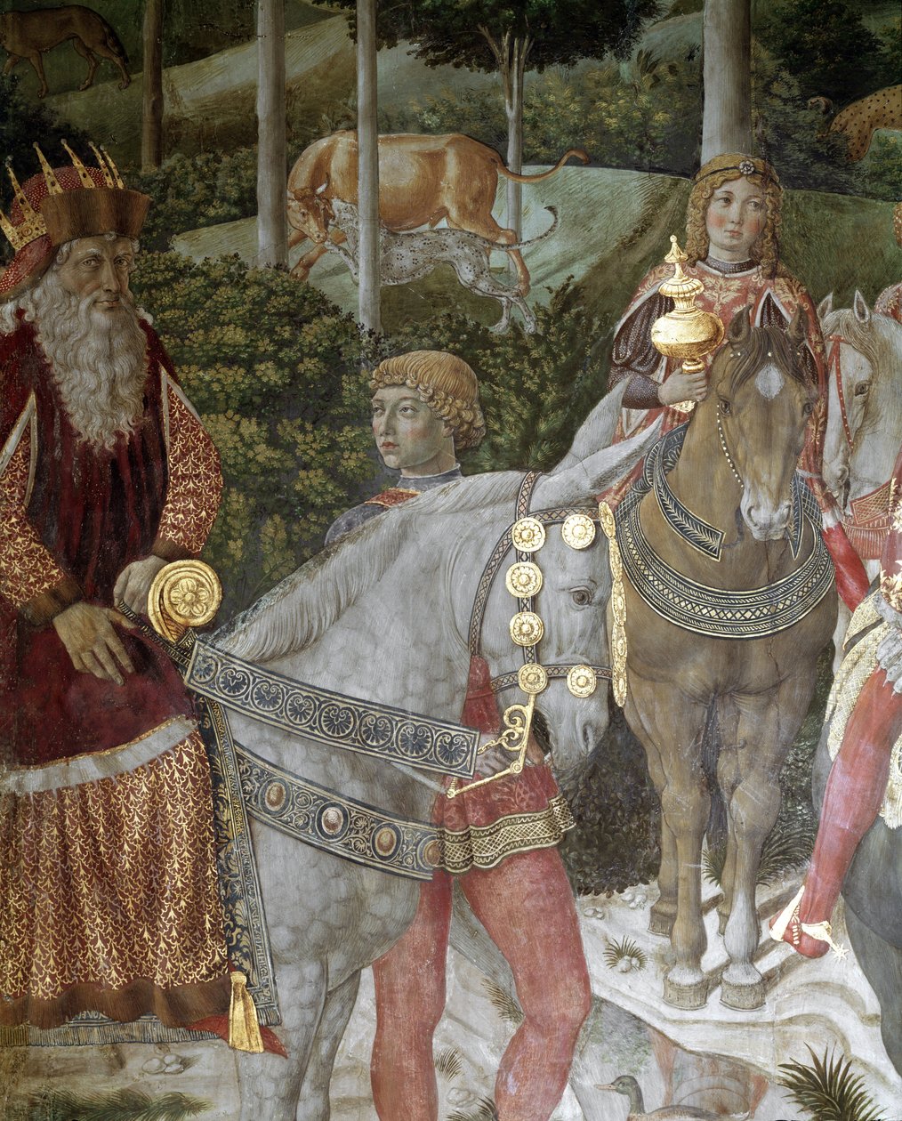 Taikaiden matka. Yksityiskohta Konstantinopolin Joosefin patriarkasta vuosilta 1261-1276 - Fresko tekijältä Benozzo di Lese di Sandro Gozzoli