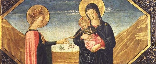 Pyhän Katariinan mystinen häät (paneeli) (78957:n yksityiskohta) tekijältä Benozzo di Lese di Sandro Gozzoli
