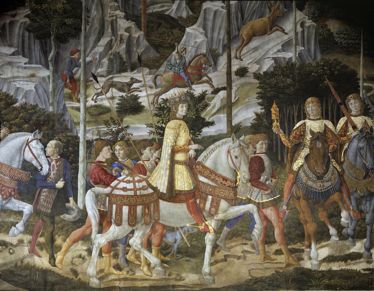 Magien kavalkadi, yksityiskohta tekijältä Benozzo di Lese di Sandro Gozzoli