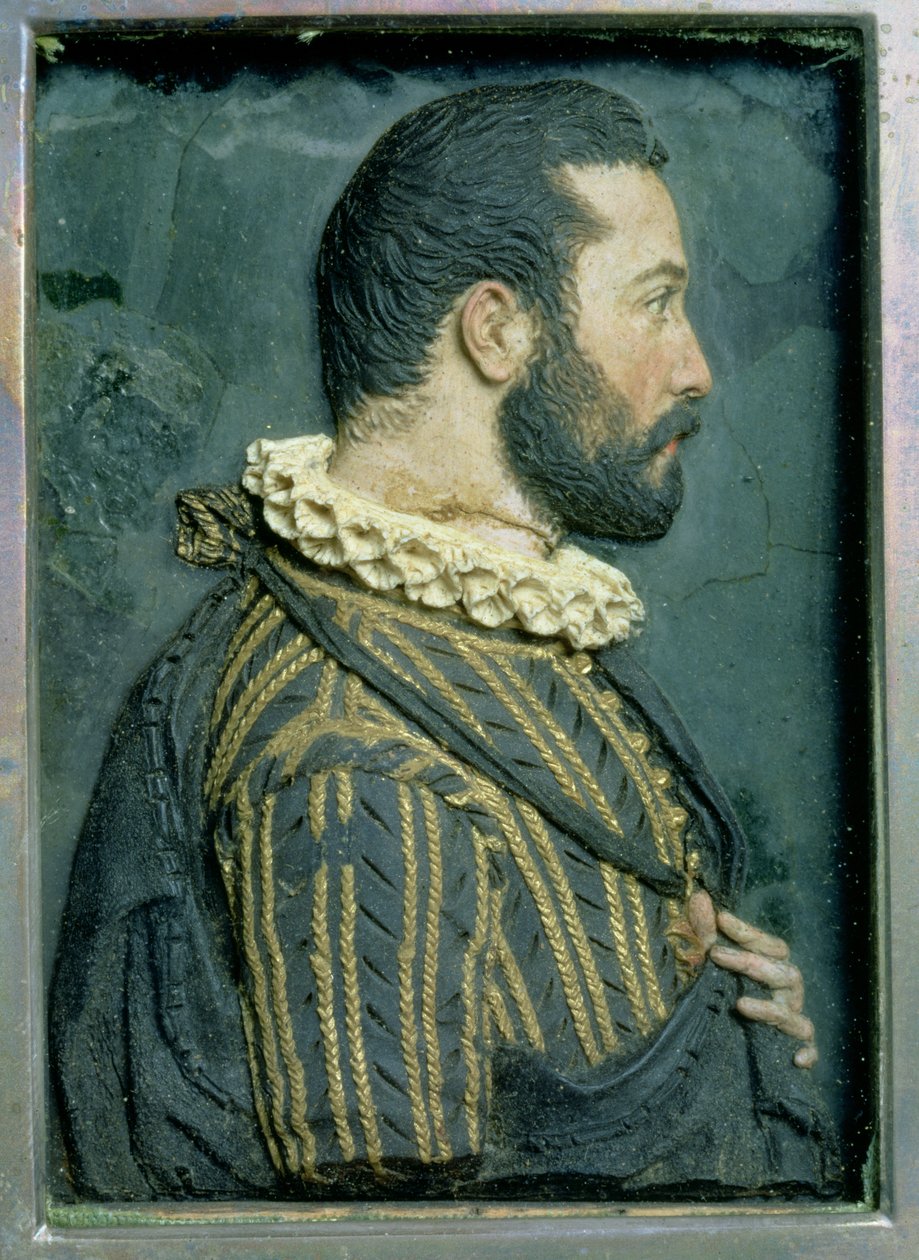 Ranskan kuninkaan (1494-1547) Francis I:n muotokuva (vaha) tekijältä Benvenuto Cellini