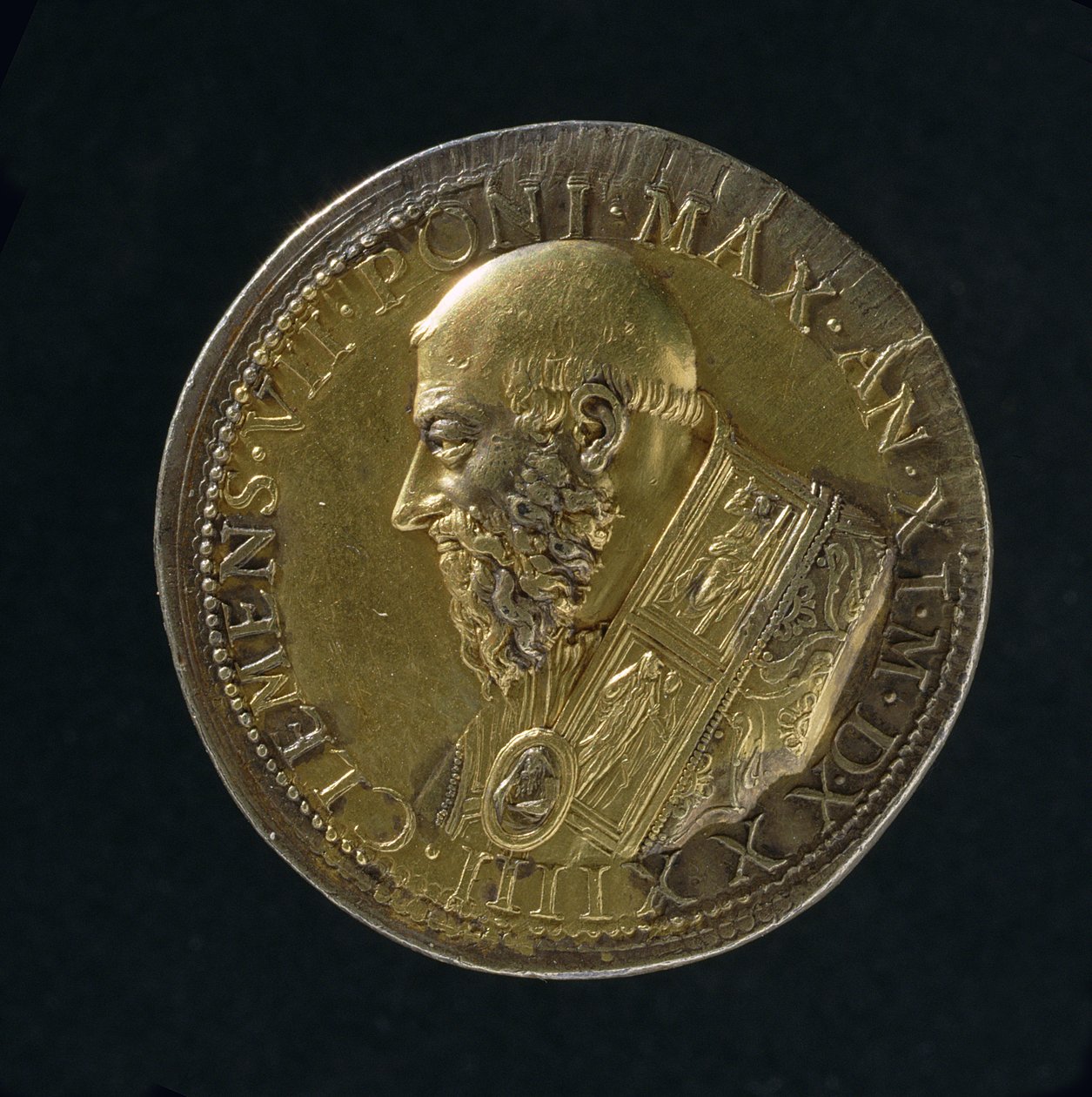 Clement VII:n (1523-34) muotokuvamitali 1533 (pronssi) (katso kohta 108639) tekijältä Benvenuto Cellini